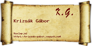 Krizsák Gábor névjegykártya