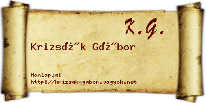 Krizsák Gábor névjegykártya